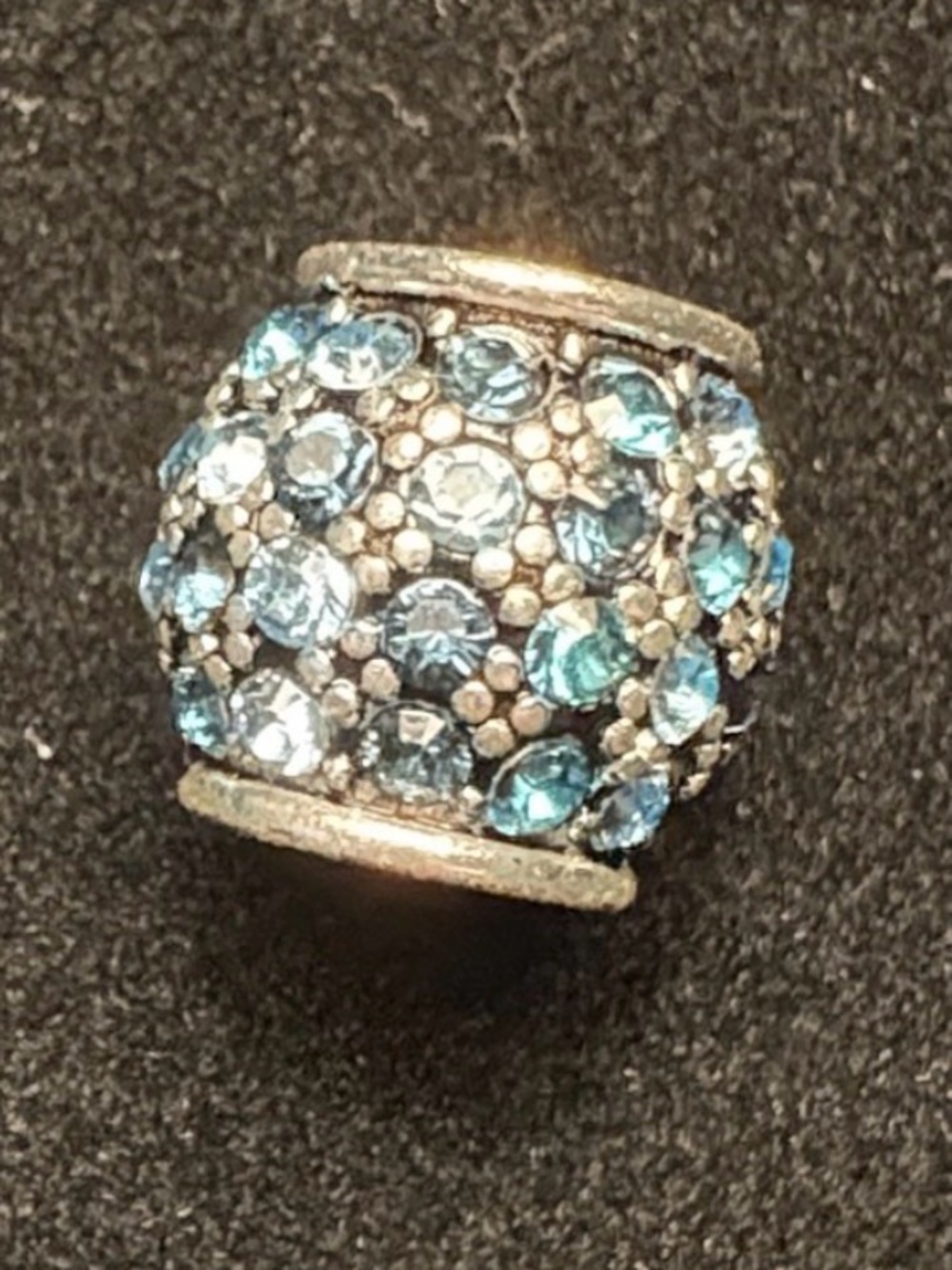 Elegant Silver and Blue Crystal Bead for charm bracelets & necklaces
